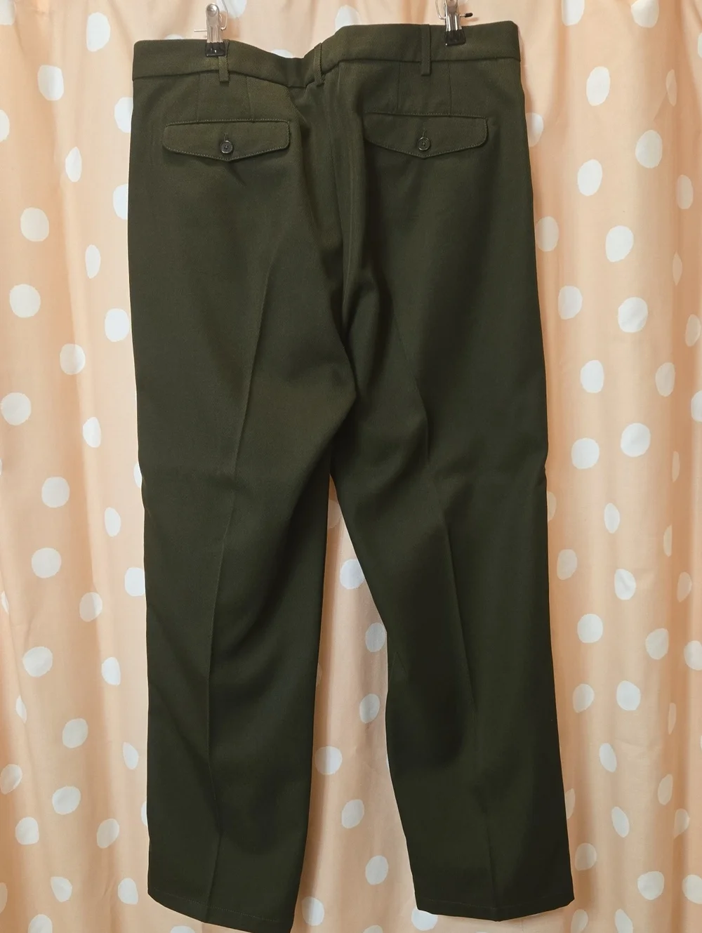 Kooples Wool Blend Trouser w/ Velvet Trim 38 Waist (Sz 52 Fr) Olive & Black